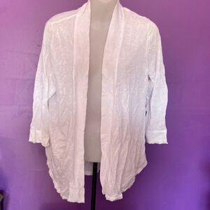 Chico's Grace Cardigan Size 1 Optic White Women’s Sweater Open Front